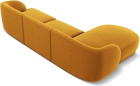 Coltar stanga 4 locuri, Miley, Micadoni Home, BL, 259x155x74 cm, catifea, galben