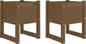 vidaXL Jardiniere, 2 buc., maro miere, 40x40x52,5cm, lemn masiv de pin