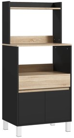 HOMCOM Mobilier pentru cuptor cu microunde, bufet de bucătărie cu dulap sertar raft superior, 60 x 40 x 131 cm stejar și negru | Aosom Romania