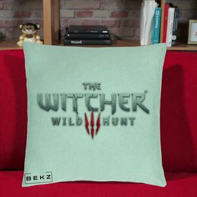 Perna Personalizata The Witcher 3 Wild Hunt, 40x40 cm, Verde Menta, Husa Detasabila, Perna Inclusa, BEKZ®