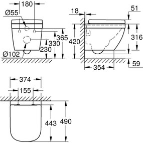 Grohe Euro Ceramic vas wc cu capac soft-close agatat da da alb 39693000