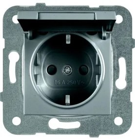 Priza simpla cu capac, 16A, protectie copii, IP20, Grafit, Panasonic Arkedia Slim/Karre Plus Plus