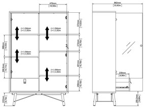 Vitrină în culoare naturală cu aspect de lemn de stejar 102x162x40 cm Ry – Tvilum