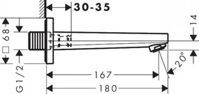 Pipa cada, Hansgrohe Metropol, crom, 32542000