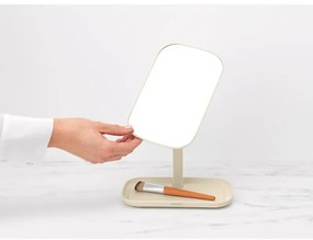Oglinda cu suport pentru accesorii Brabantia ReNew 1006271, 28.3x20x12.6 cm, Baza antiderapanta, Reglabila la 360°, Bej