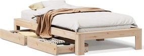 vidaXL Cadru de pat fără saltea, 75x190 cm, lemn masiv de pin