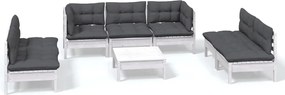 vidaXL Set mobilier grădină cu perne, 8 piese, lemn masiv pin