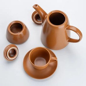 Serviciu ceramic maro de ceai