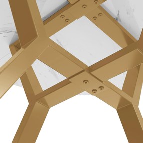 Masă de dining rotundă modernă pentru 4 persoane, Alb+Auriu | Aosom Romania