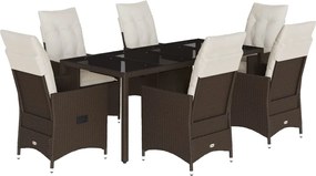 vidaXL Set mobilier de grădină cu perne, 7 piese, maro, poliratan