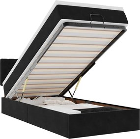 vidaXL Cadru de pat otoman cu saltea, catifea neagră 90x200 cm