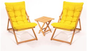 Set mobilier de grădină masă și scaune Kikadu 5 (galben + natural) (pentru 2 persoane). 1093855