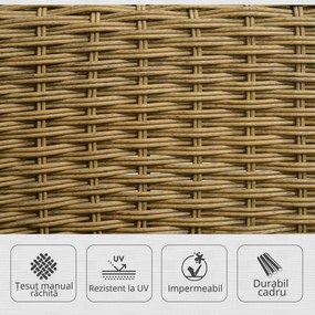 Outsunny fotoliu-balansoar în stil boho, PE-rattan, fotoliu-balansoar din rattan, huse perne lavabile, Natural + Gri deschis | Aosom Romania