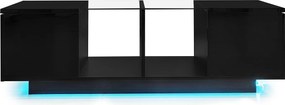 Masă de cafea cu iluminare LED, blat de masă lucios, spațiu de depozitare generos, 120x50x38,5 cm, Negru