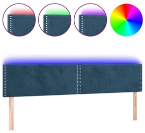 3121530 vidaXL Tăblie de pat cu LED, albastru închis, 160x5x78/88 cm, catifea