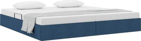 vidaXL Pat cu storage cu headboard albastru 200 x 200 cm țesătură