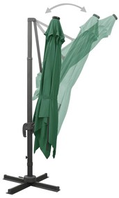 Umbrela suspendata cu stalp si LED-uri, verde, 300 cm Verde