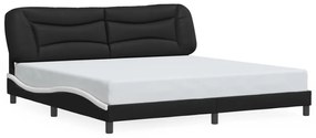 3208028 vidaXL Cadru de pat cu tăblie negru și alb 200x200cm piele artificială