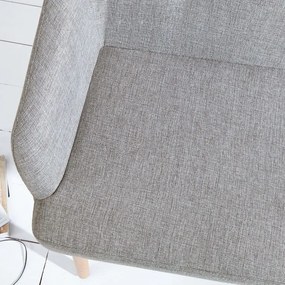 Bancheta tapitata cu brate si picioare din lemn Scandinavia, gri deschis A-37925 VC