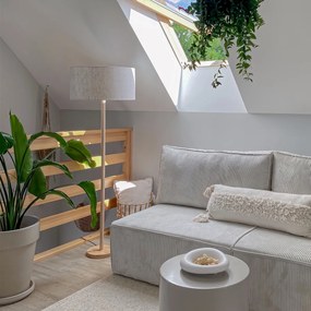 Lampă de podea rustică din lemn cu abajur maro deschis - Mels