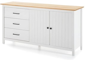 Comodă albă joasă din lemn de pin 150x80 cm Miranda – Marckeric