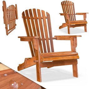 Casaria Șezlong de grădină ADIRONDACK, rabatabil, 69x84x94cm, natur maro