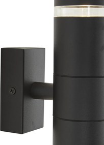 Lampă de perete modernă de exterior neagră cu 2 lumini IP44 - Dubbla