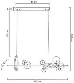 Lustra moderna cu 10 de surse de lumina si LED LINEA 120