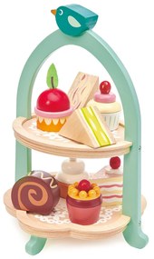 Stand pentru prajituri - Mini Chef Birdie Afternoon Tea - 9 piese - Tender Leaf Toys
