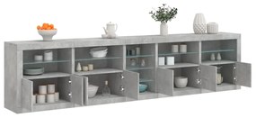 vidaXL Dulap cu lumini LED, gri beton, 283x37x67 cm