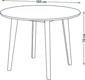 MAZZONI EXPORT ROXY Nucă Naturală - MASĂ ROTUNDĂ DE LEMN PENTRU BUCĂTĂRIE/SUFRAGERIE RETRO