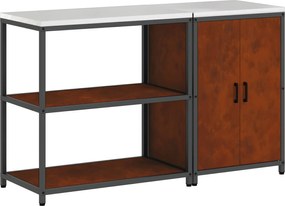 vidaXL Set de depozitare pentru bucătărie cu raft cu ușă 2 pcs Ruginit