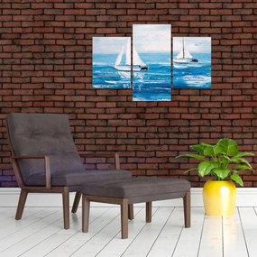 Tablou - Pictură yacht pe mare (90x60 cm)