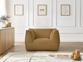 Fotoliu galben muștar cu tapițerie din catifea reiată Giorgia – Bobochic Paris