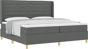 vidaXL Pat cu arcuri cu saltea Gri închis 200 x 200 cm țesătură