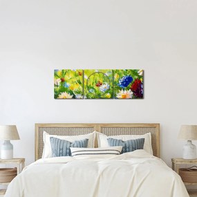 Tablou - Pictură în ulei, pajiște înflorită (cu ceas) (90x30 cm)