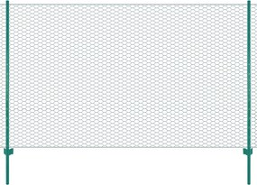 vidaXL Gard din plasă de sârmă cu stâlpi, verde, 25 x 2 m, oțel