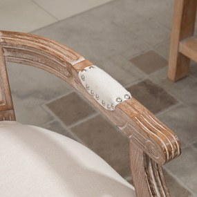 HOMCOM Scaun pentru sufragerie, scaun de bucătărie, decor cu nituri, stil rustic francez, lemn de cauciuc, Crem-alb, 59 x 63,5 x 96cm | Aosom Romania