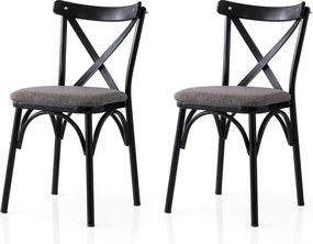 Set 2 scaune EKOL 291 V2, gri inchis/negru, stofa clasica/metal, 42x40