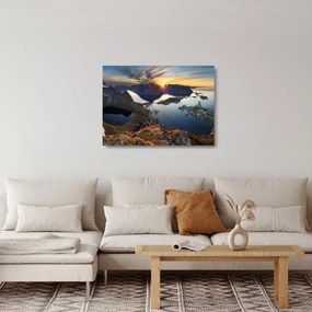 Tablou pe sticlă - Peisaj montan, Norvegia (70x50 cm)