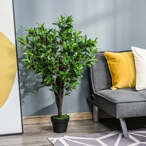 Outsunny Arbore Artificial Măslin Plantă Artificială Înălțime 1,2 m Trunchi Ramuri Mușchi Frunze Aspect Realist Ghiveci Inclus | Aosom Romania