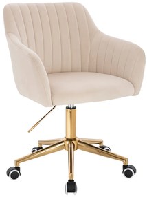 HR190K Scaun Crem din Catifea cu Bază Aurie