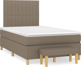 vidaXL Pat box spring cu saltea, gri taupe, 120x200 cm, textil