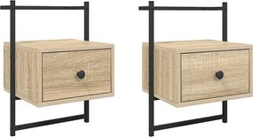 vidaXL Noptiere de perete, 2 buc., stejar sonoma, 35x30x51 cm, lemn