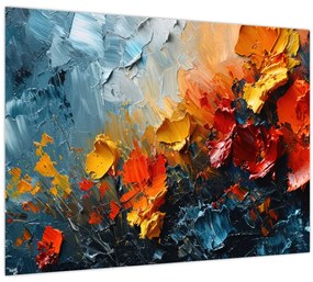 Tablou pe sticlă - Pictură abstractă de flori III. (70x50 cm)
