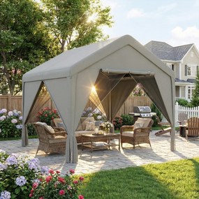 Outsunny Tonelă de grădină pavilion de grădină impermeabil structură robustă din oțel galvanizat cu acoperiș în două ape 3x3m gri | Aosom Romania