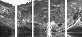 Tablou 5-piese ochi de Mare în Tatra în design alb-negru