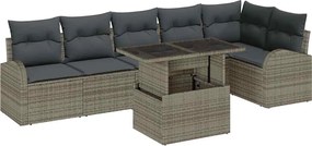 vidaXL Set de canapele pentru grădină cu pernă 7 pcs Gri Rattan poli