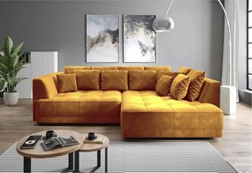 Coltar de living TIGA, sezlong dreapta, stofa clasica galben mustar -
