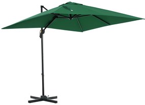 Outsunny Umbrelă de Grădină cu Manivelă, Rotire la 360°, Orificii de Ventilație și Parasolar Reglabil, 2.5x2.5 m, Verde | Aosom Romania